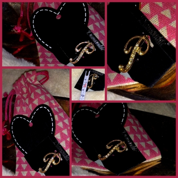 Vintage Gold Diamonite Dianond Accented Monogram Letter "P" Brooch - Picture 1 of 1